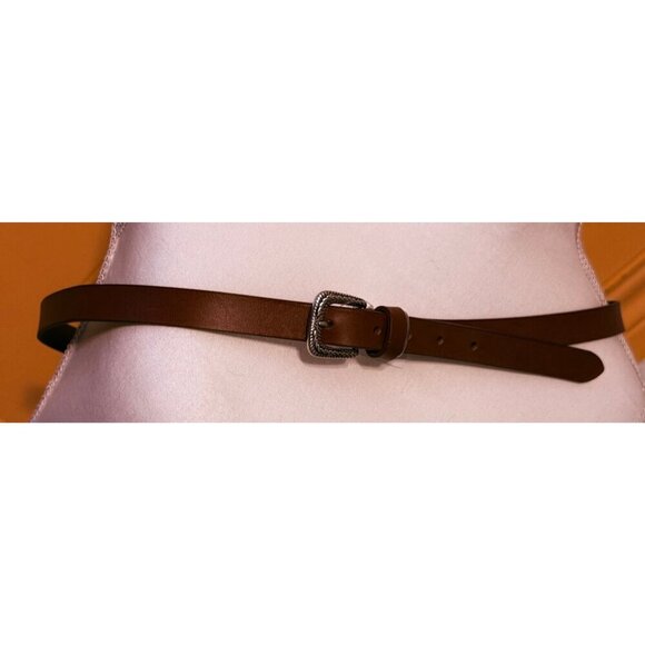 New Gennaro Di Palma Leather Belt in Brown SZ Large Made In Italy Thin Glam Rock